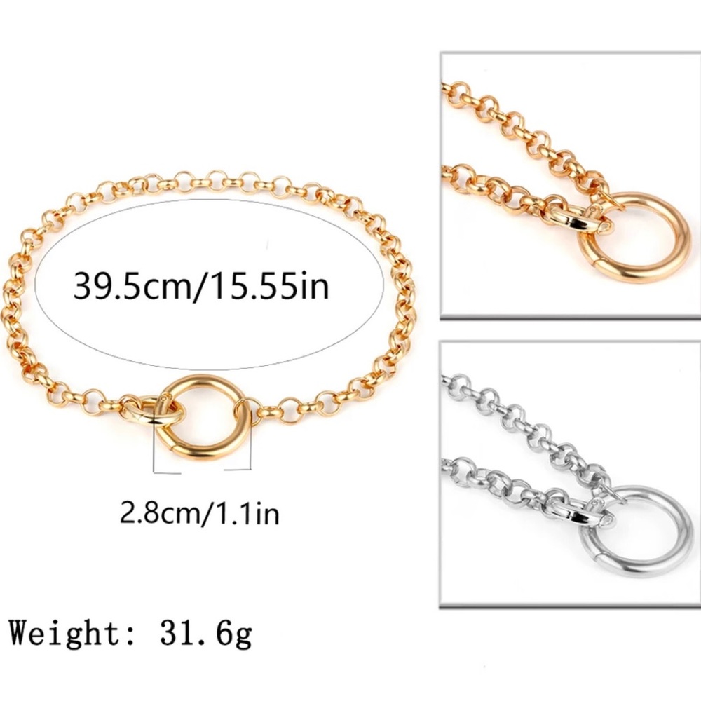 Gold Circle & Chunky Chain Choker - Picture 6 of 6